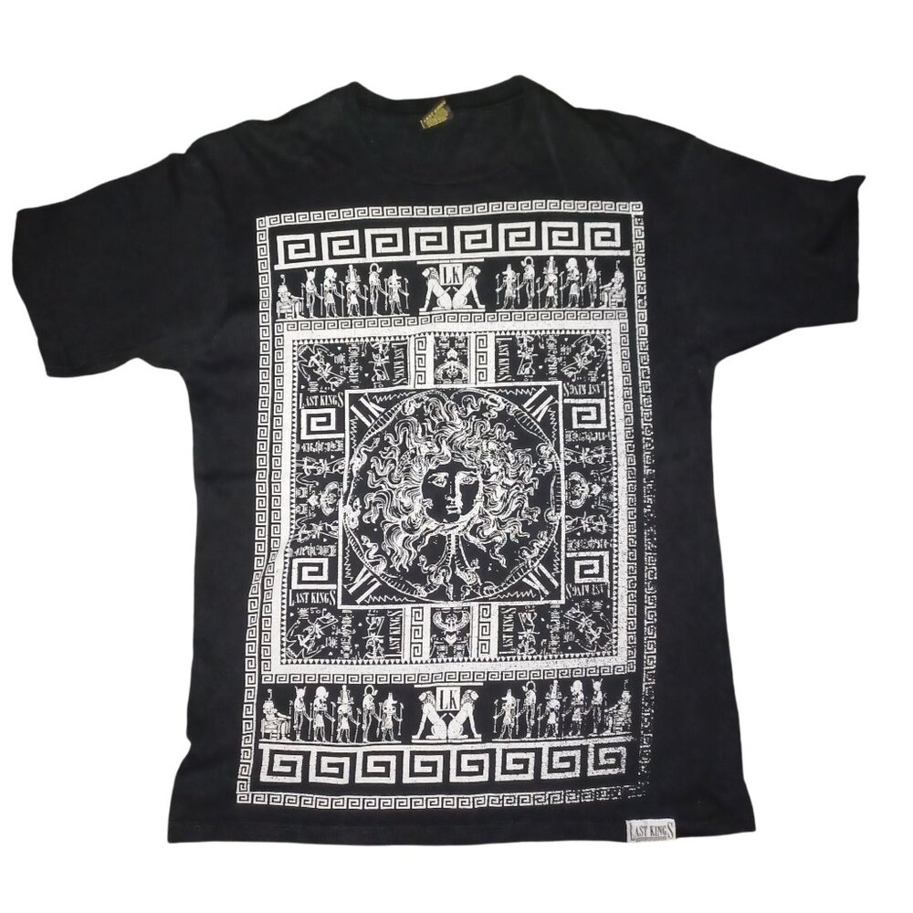 Last Kings Black Streetwear Hip-Hop Graphic T-Shirt Size L Men Greek Myth Retro